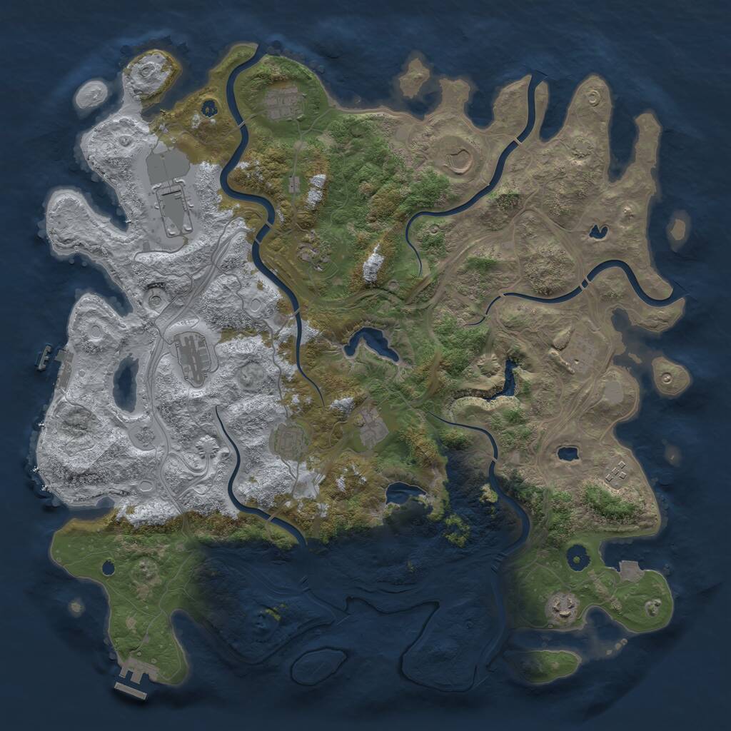 Rust Map: Procedural Map, Size: 4500, Seed: 695, 16 Monuments