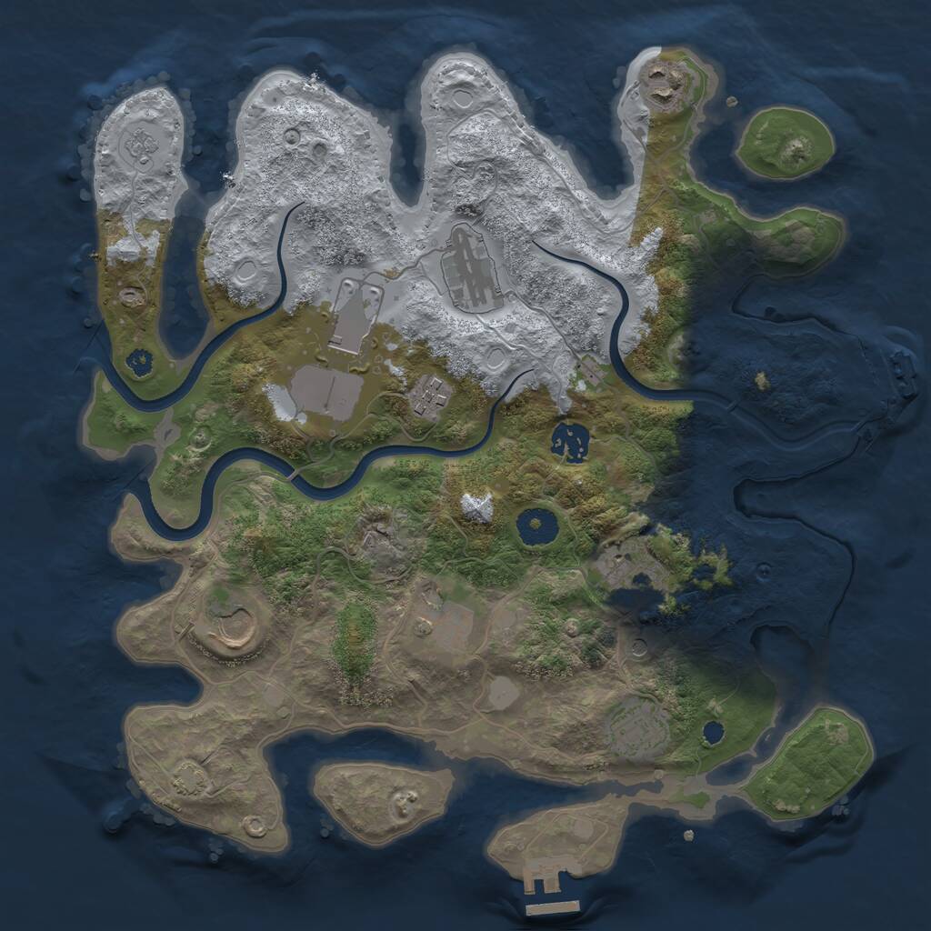 Rust Map: Procedural Map, Size: 3500, Seed: 9224649, 15 Monuments