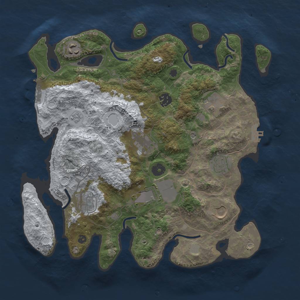 Rust Map: Procedural Map, Size: 3500, Seed: 1749491905, 17 Monuments