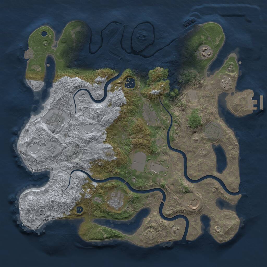 Rust Map: Procedural Map, Size: 3750, Seed: 56064935, 15 Monuments