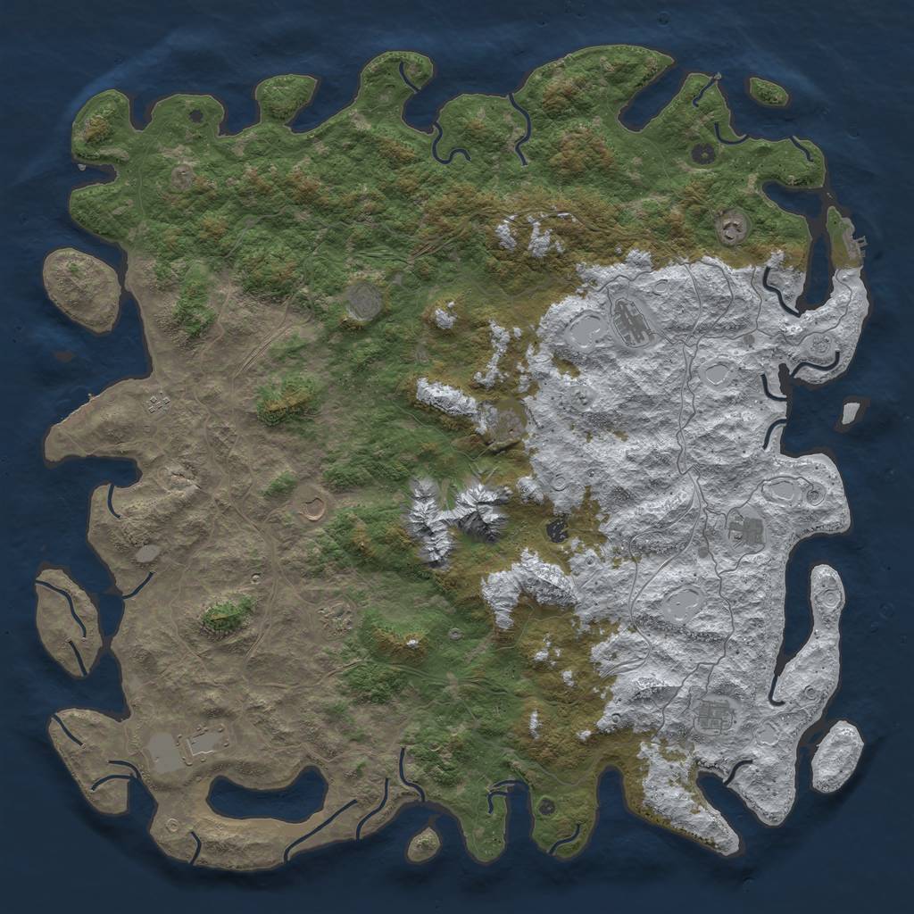 Rust Map: Procedural Map, Size: 6000, Seed: 43276727, 20 Monuments