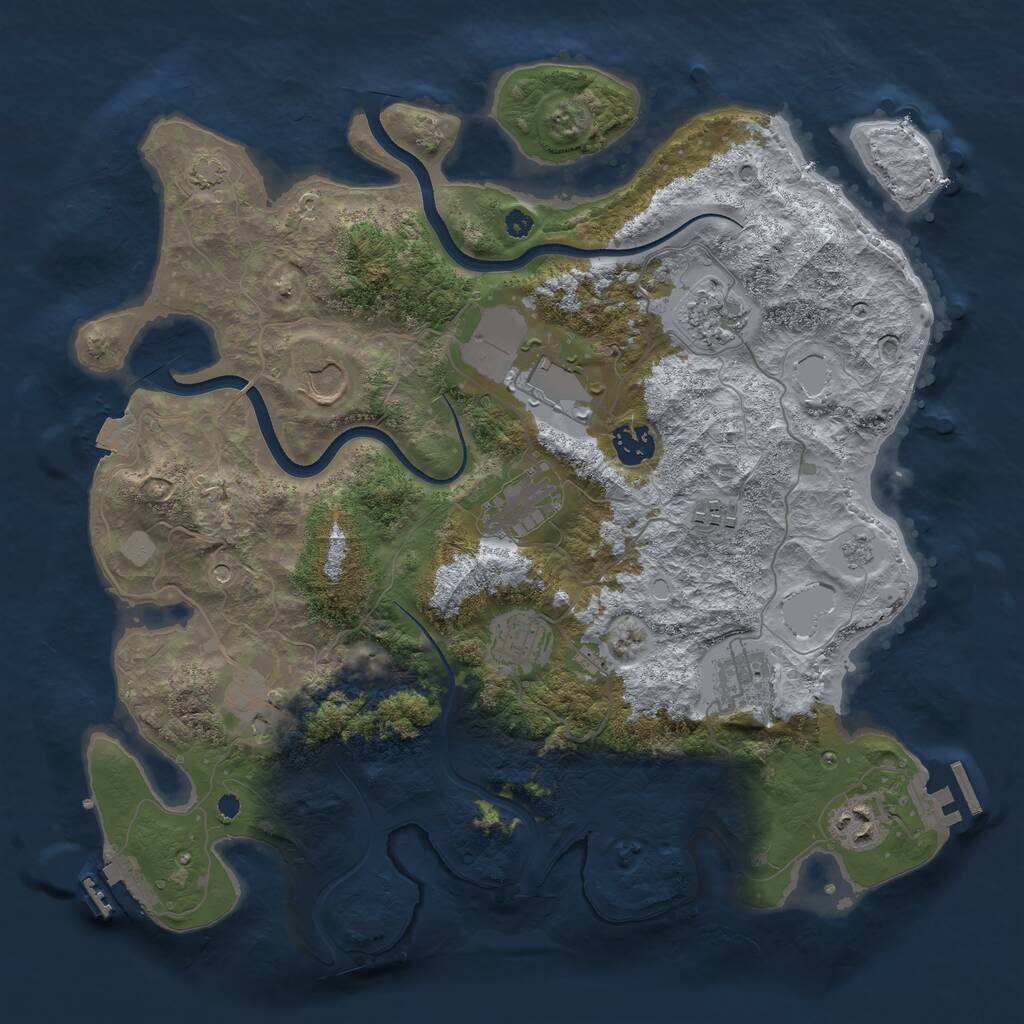 Rust Map: Procedural Map, Size: 3700, Seed: 1720919305, 16 Monuments