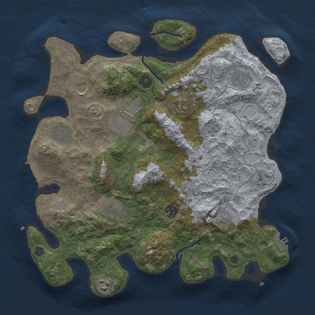 Rust Map: Procedural Map, Size: 3700, Seed: 1720919305, 19 Monuments