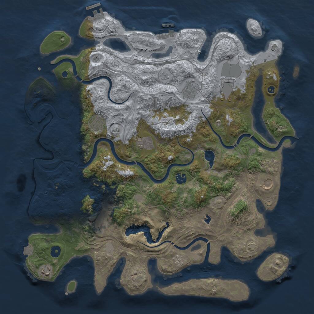Rust Map: Procedural Map, Size: 4250, Seed: 1913618745, 15 Monuments
