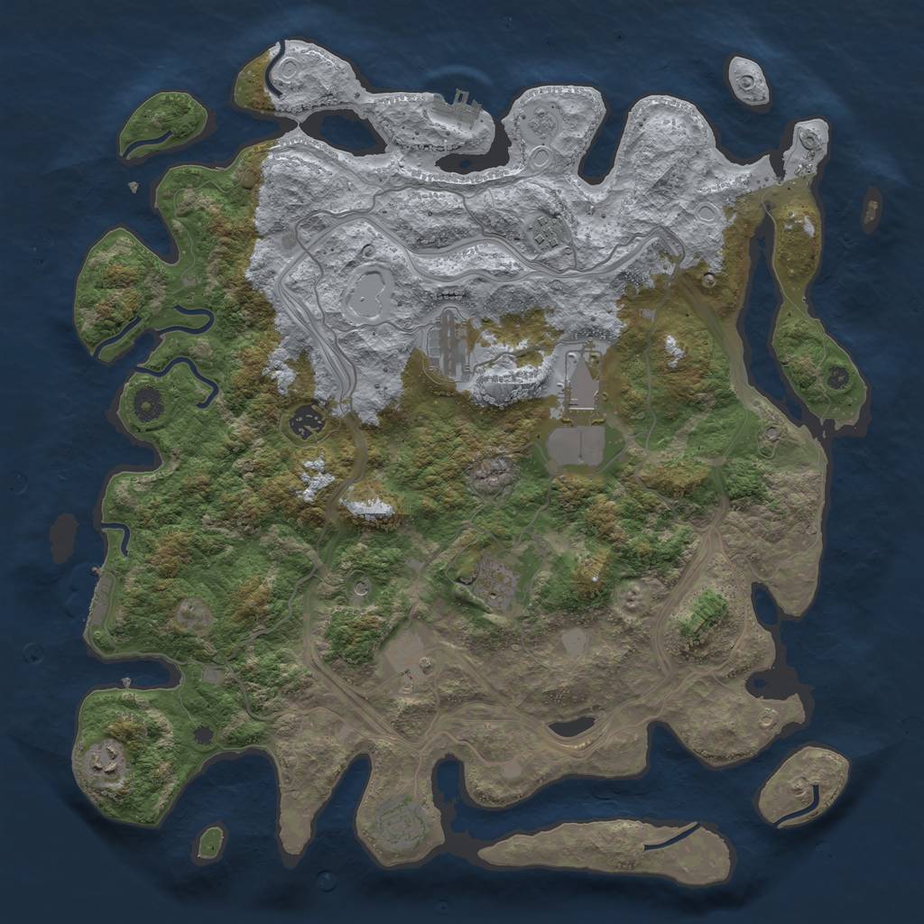 Rust Map: Procedural Map, Size: 4250, Seed: 1913618745, 17 Monuments