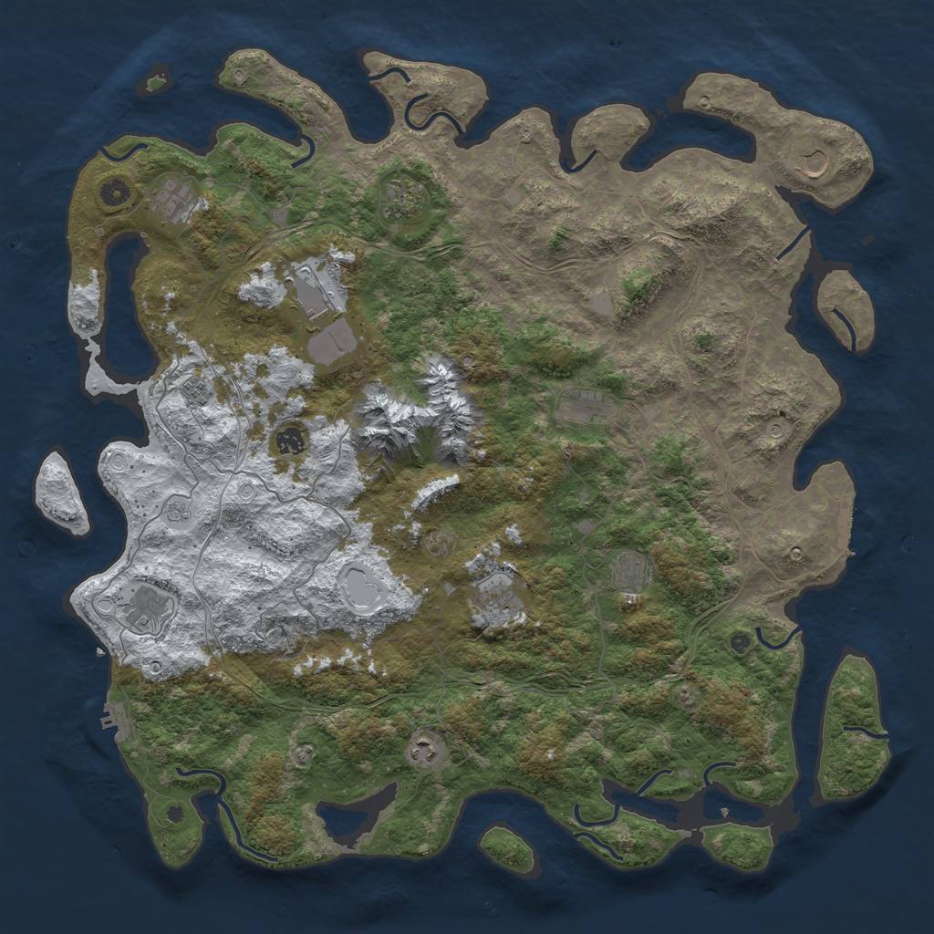 Rust Map: Procedural Map, Size: 5000, Seed: 77533, 20 Monuments