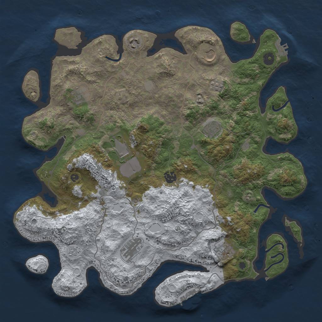 Rust Map: Procedural Map, Size: 4000, Seed: 470306, 18 Monuments