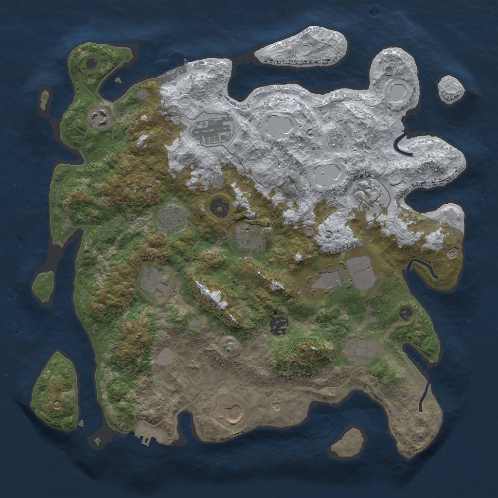 Rust Map: Procedural Map, Size: 3850, Seed: 1055484316, 19 Monuments