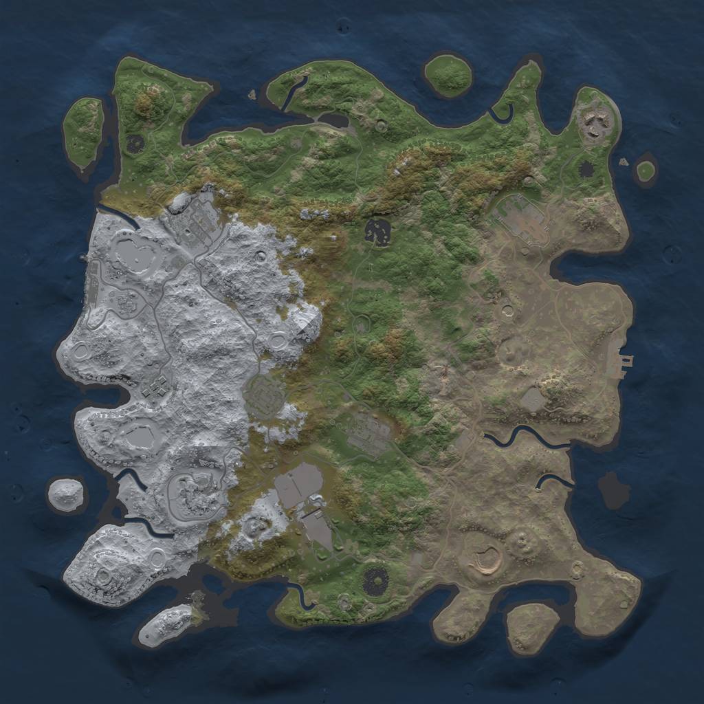 Rust Map: Procedural Map, Size: 3800, Seed: 8726451, 19 Monuments