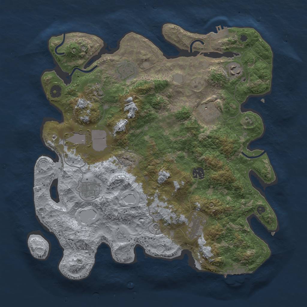 Rust Map: Procedural Map, Size: 3750, Seed: 2067840854, 17 Monuments
