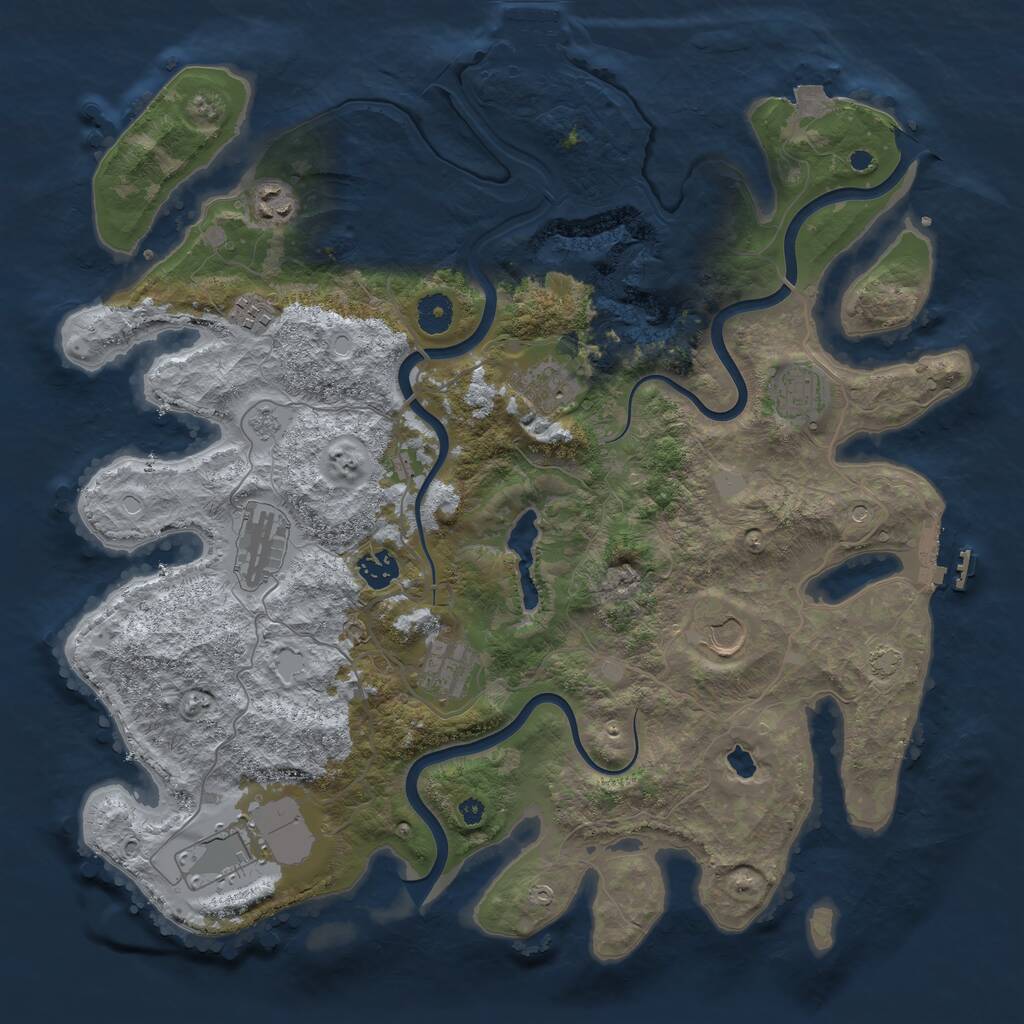 Rust Map: Procedural Map, Size: 4000, Seed: 207085, 15 Monuments
