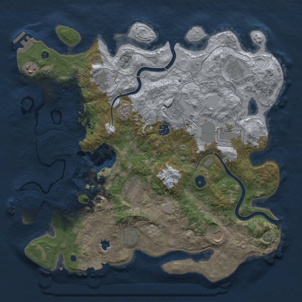 Rust Map: Procedural Map, Size: 4000, Seed: 17483647, 16 Monuments