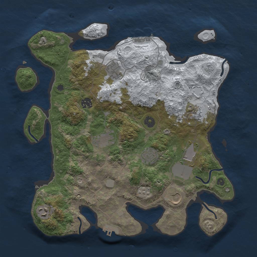 Rust Map: Procedural Map, Size: 3500, Seed: 1462878849, 18 Monuments