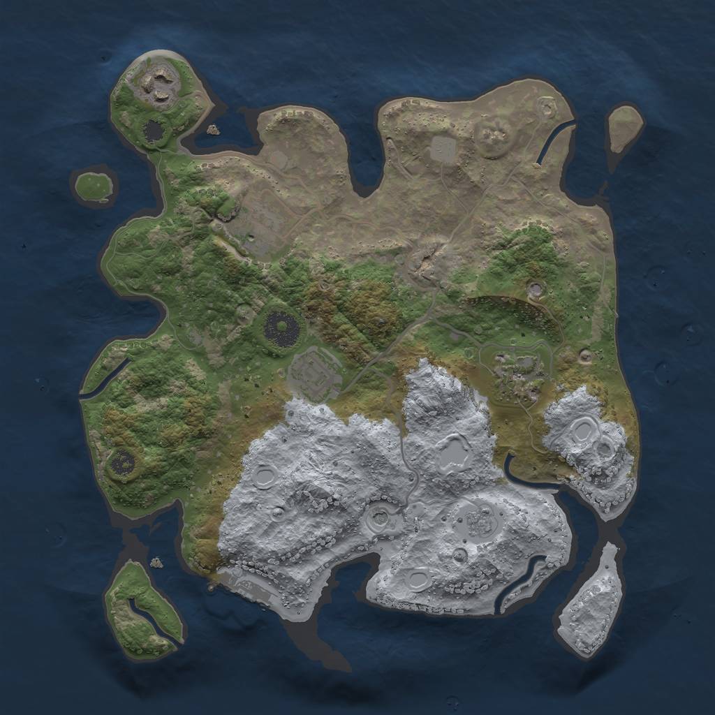 Rust Map: Procedural Map, Size: 3000, Seed: 51030724, 12 Monuments