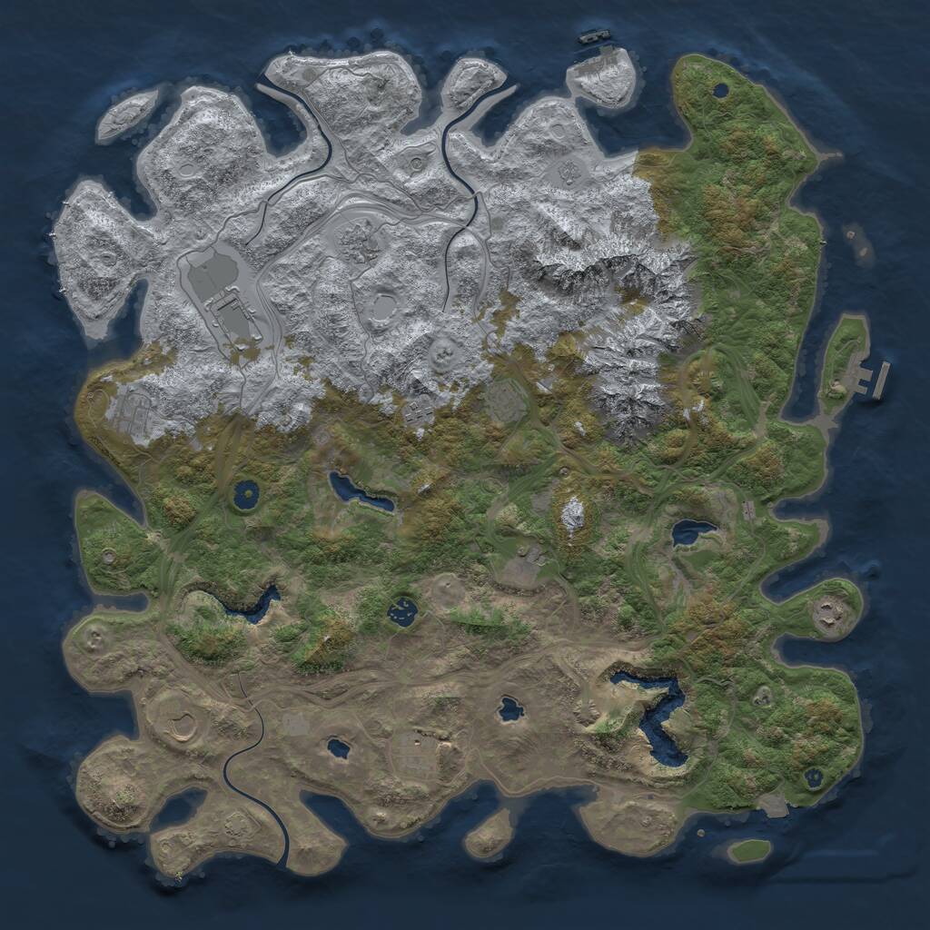 Rust Map: Procedural Map, Size: 5000, Seed: 1744075450, 16 Monuments