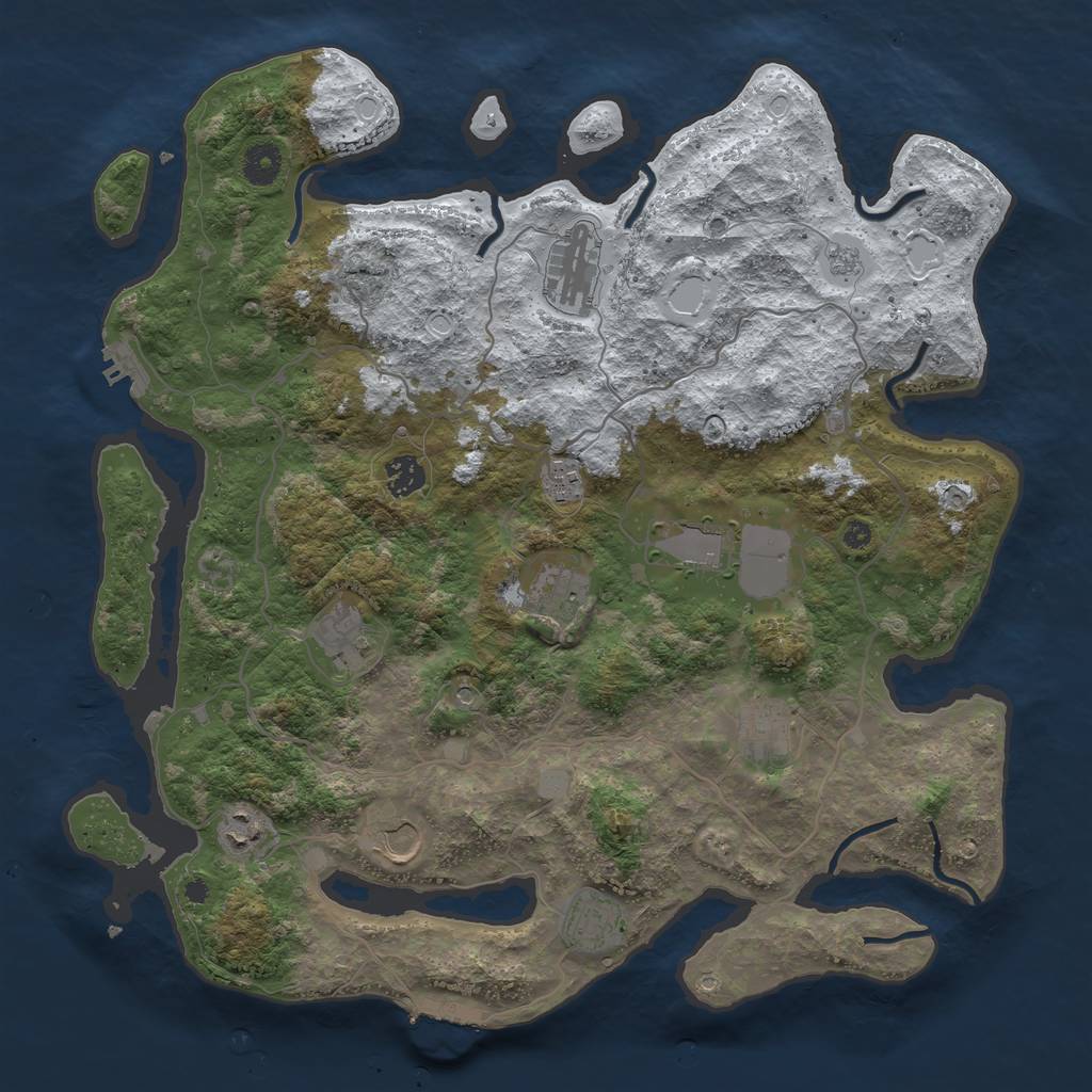 Rust Map: Procedural Map, Size: 4000, Seed: 667515, 19 Monuments