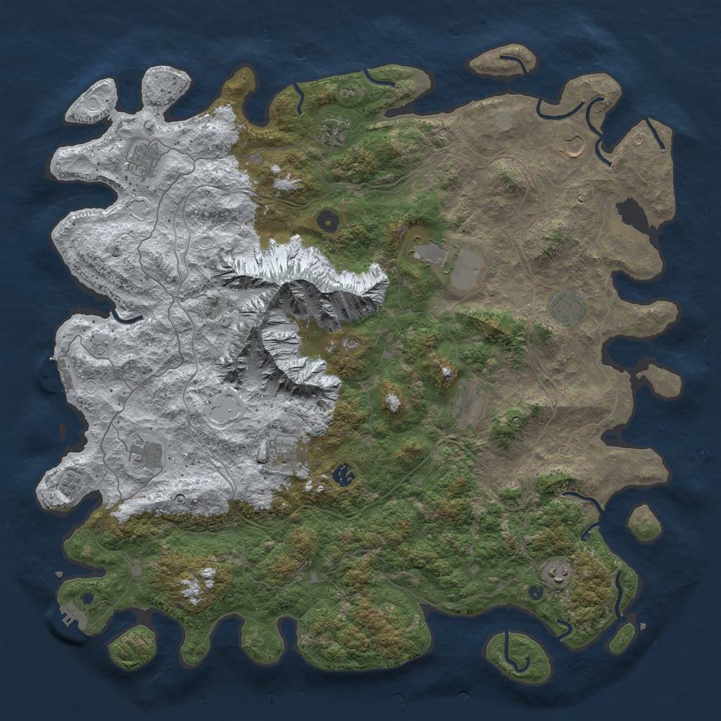 Rust Map: Procedural Map, Size: 5000, Seed: 1080550915, 20 Monuments