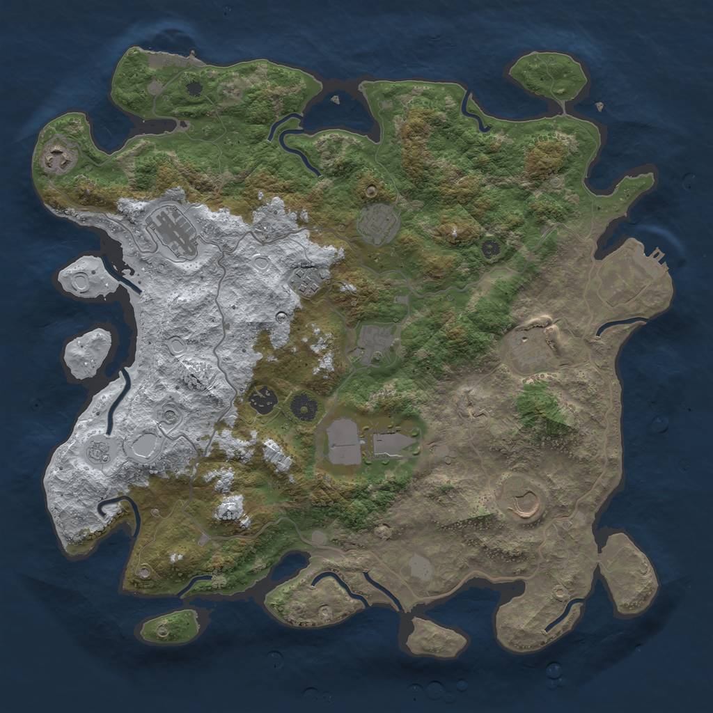 Rust Map: Procedural Map, Size: 4000, Seed: 446292, 18 Monuments