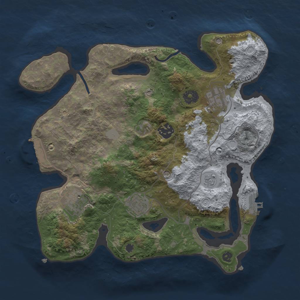 Rust Map: Procedural Map, Size: 3000, Seed: 4345552, 13 Monuments