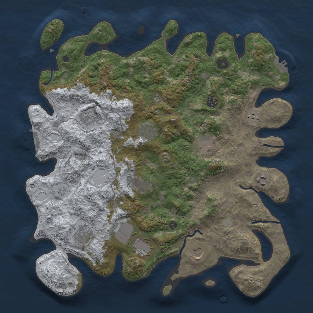 Rust Map: Procedural Map, Size: 4000, Seed: 71605, 19 Monuments
