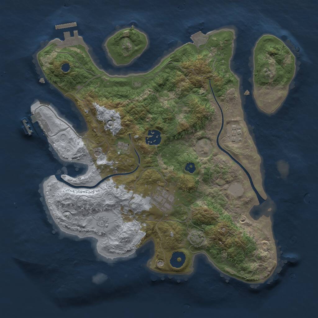 Rust Map: Procedural Map, Size: 3000, Seed: 810551537, 9 Monuments