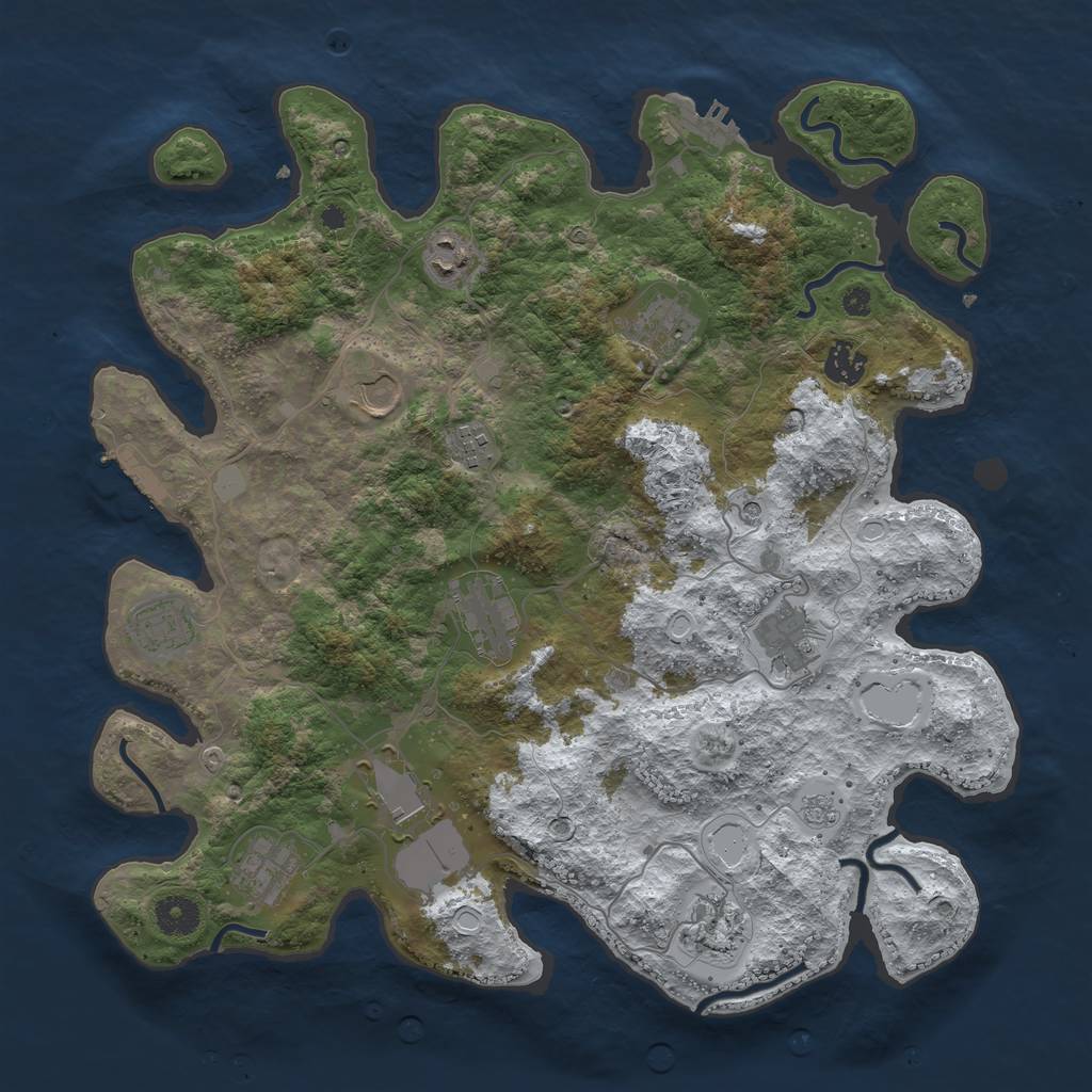 Rust Map: Procedural Map, Size: 3850, Seed: 10613070, 20 Monuments
