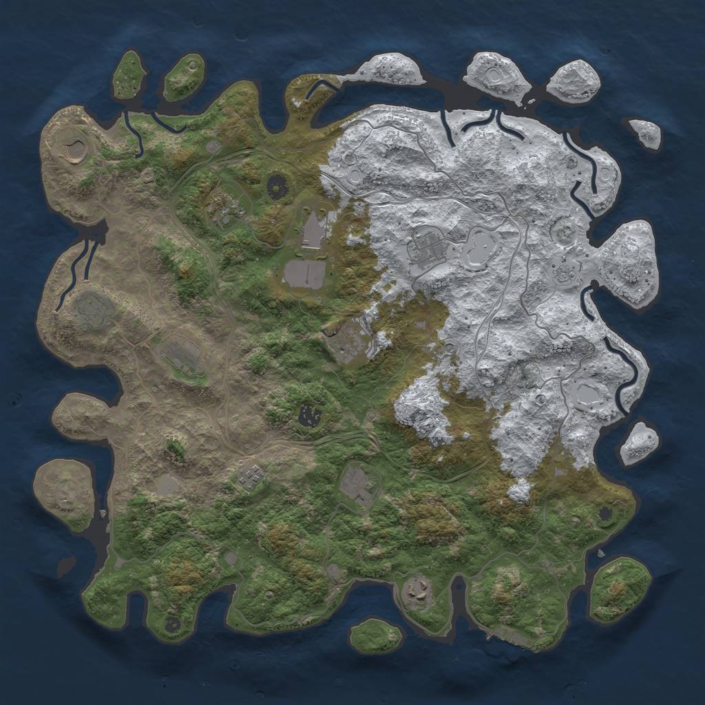 Rust Map: Procedural Map, Size: 4500, Seed: 1078612429, 19 Monuments