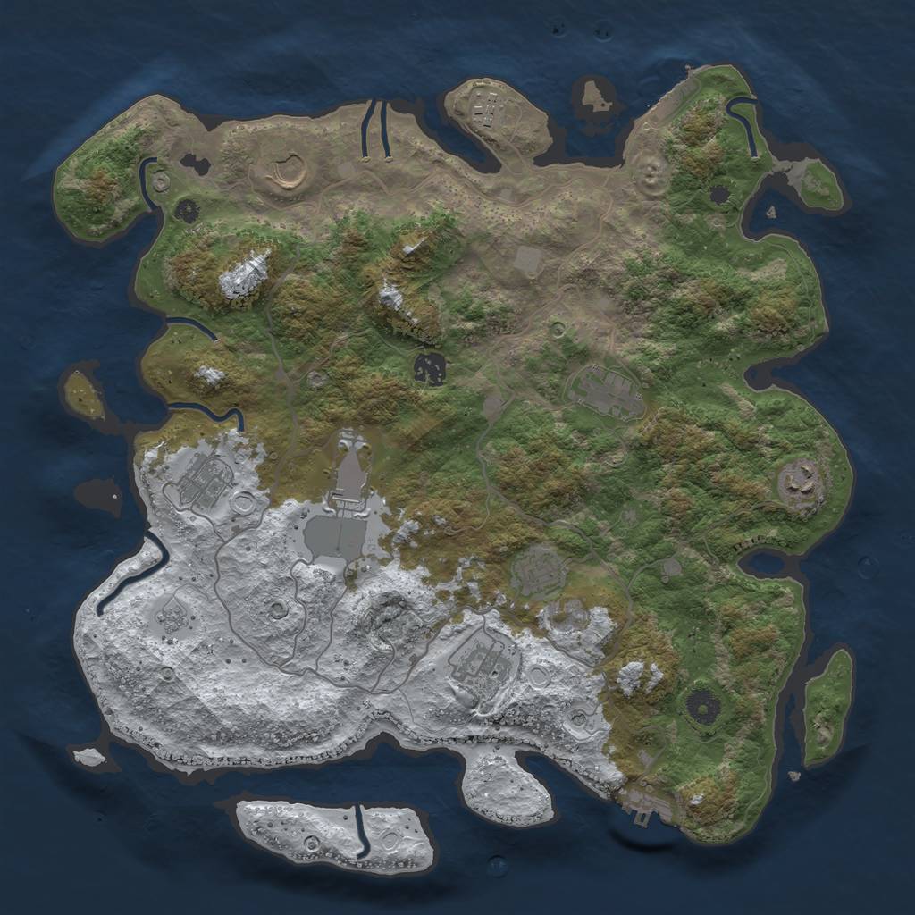 Rust Map: Procedural Map, Size: 4000, Seed: 168287347, 18 Monuments