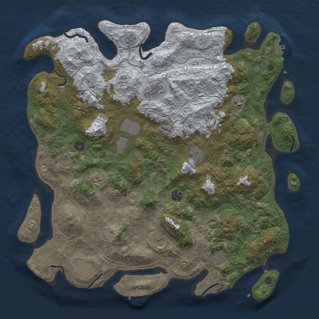Rust Map: Procedural Map, Size: 4500, Seed: 2183676, 19 Monuments