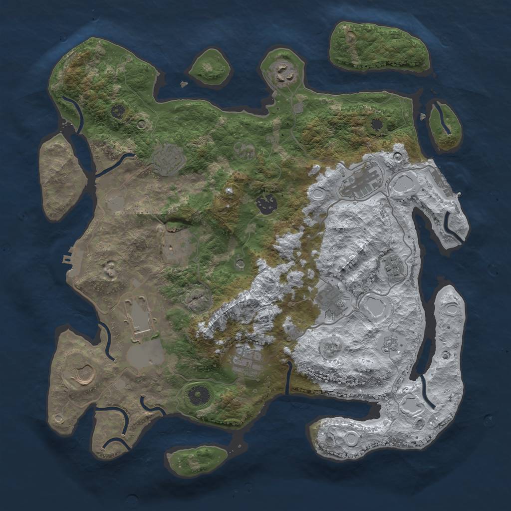 Rust Map: Procedural Map, Size: 3750, Seed: 952570347, 19 Monuments