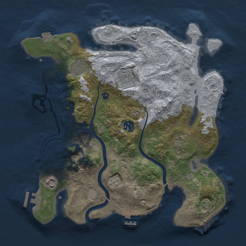 Rust Map: Procedural Map, Size: 3250, Seed: 384578032, 12 Monuments