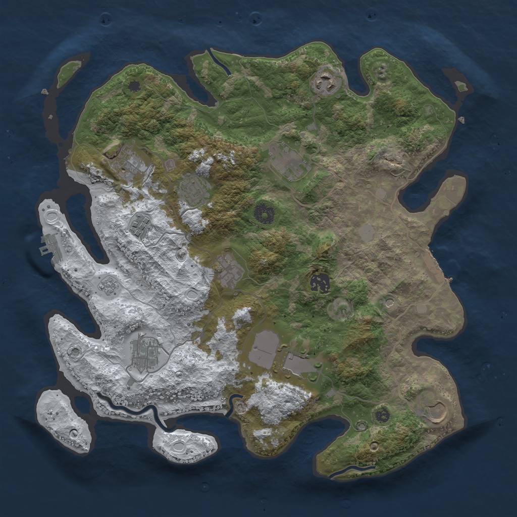 Rust Map: Procedural Map, Size: 3700, Seed: 426225473, 19 Monuments