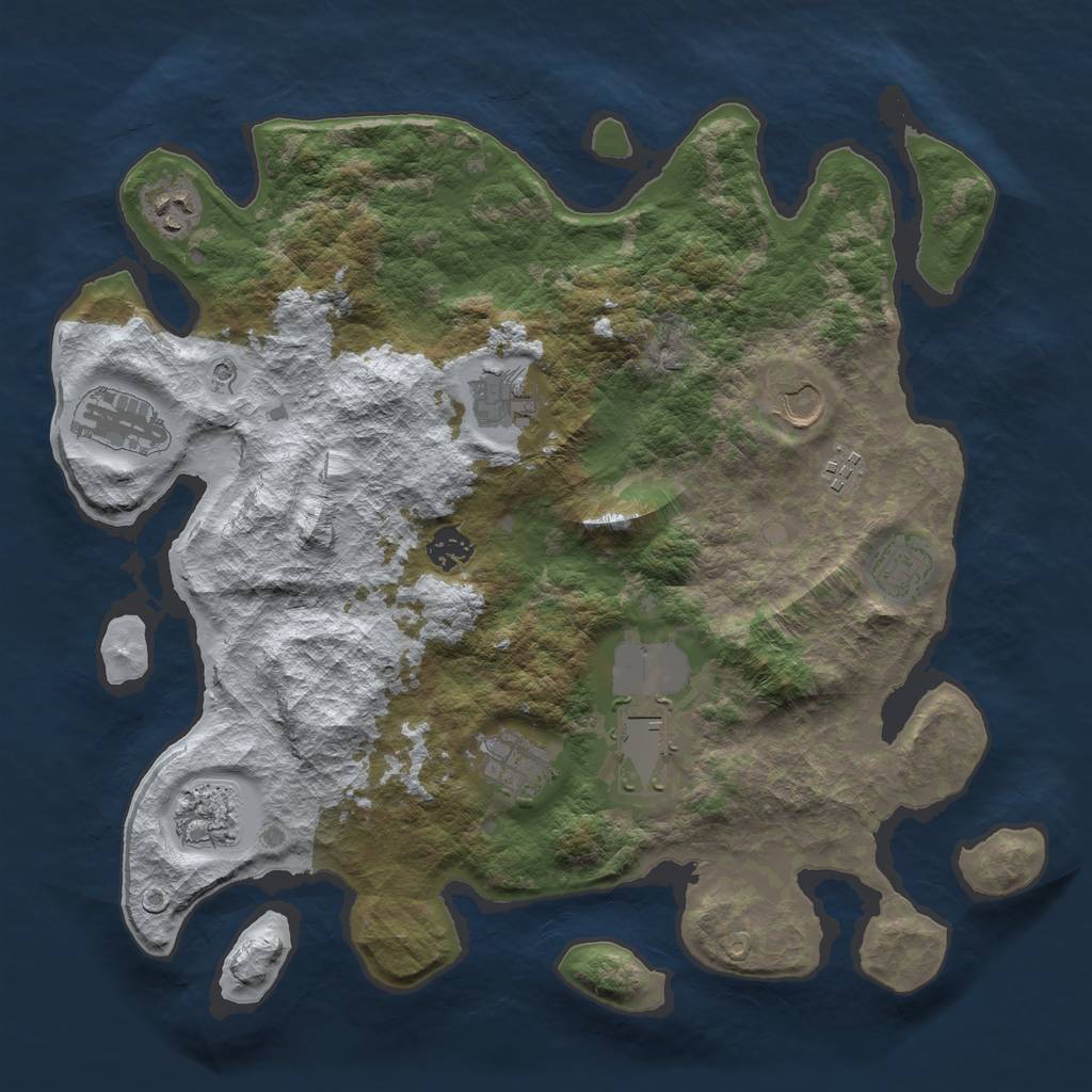 Rust Map: Barren, Size: 3800, Seed: 31, 13 Monuments