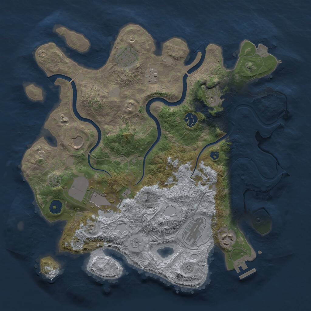 Rust Map: Procedural Map, Size: 3500, Seed: 60517, 13 Monuments