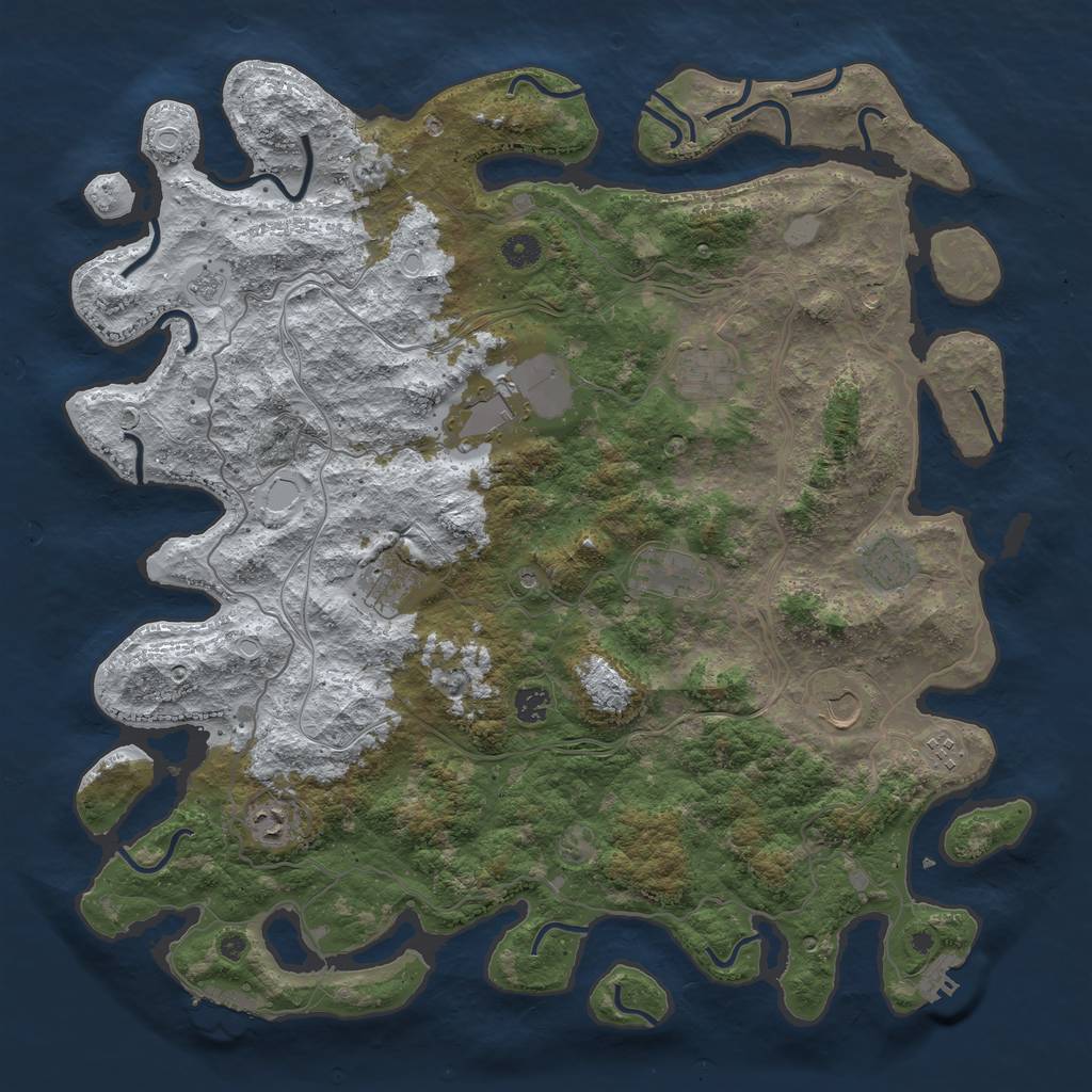 Rust Map: Procedural Map, Size: 4500, Seed: 51545, 18 Monuments