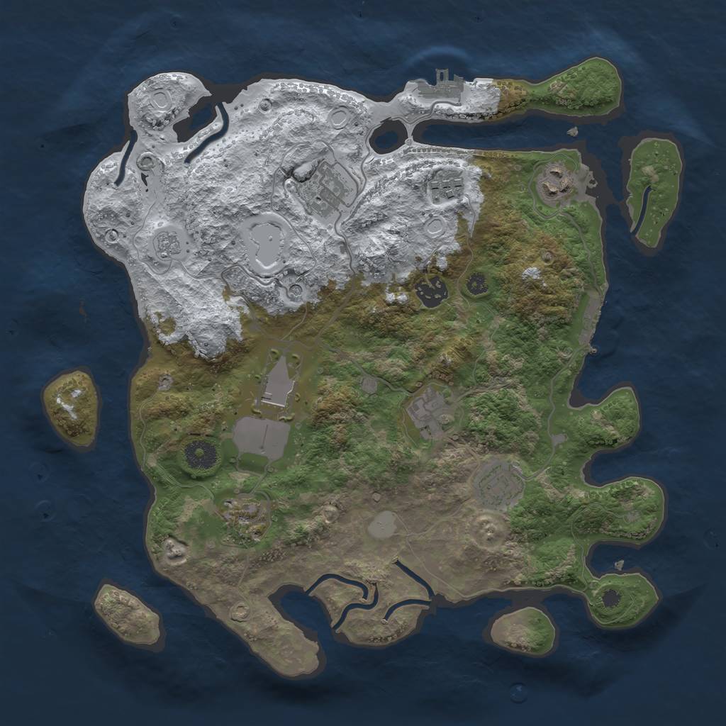Rust Map: Procedural Map, Size: 3500, Seed: 893262527, 17 Monuments
