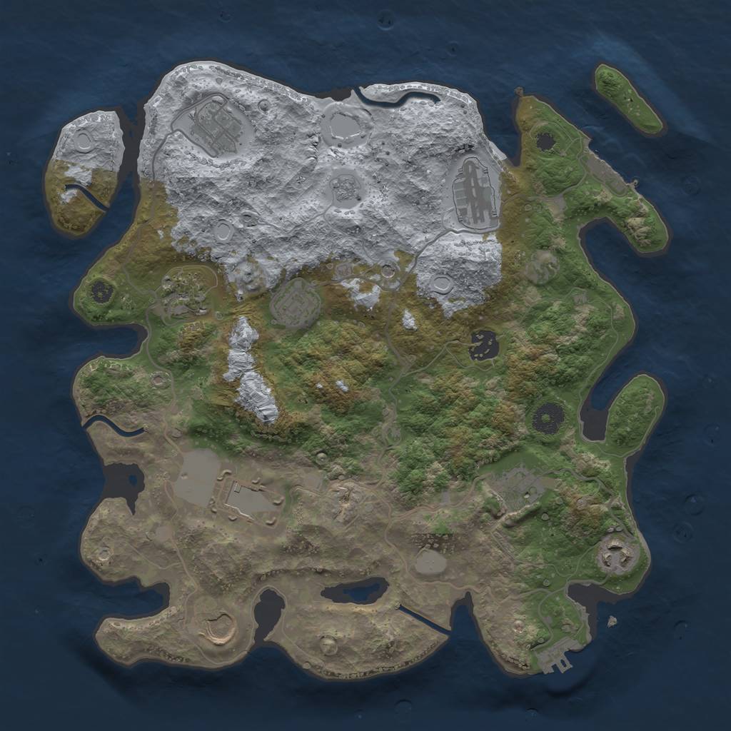 Rust Map: Procedural Map, Size: 3500, Seed: 483171939, 16 Monuments