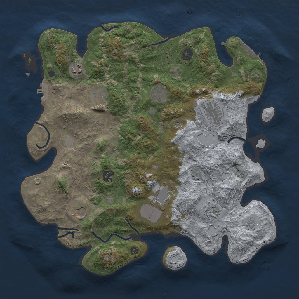 Rust Map: Procedural Map, Size: 3750, Seed: 210994281, 18 Monuments