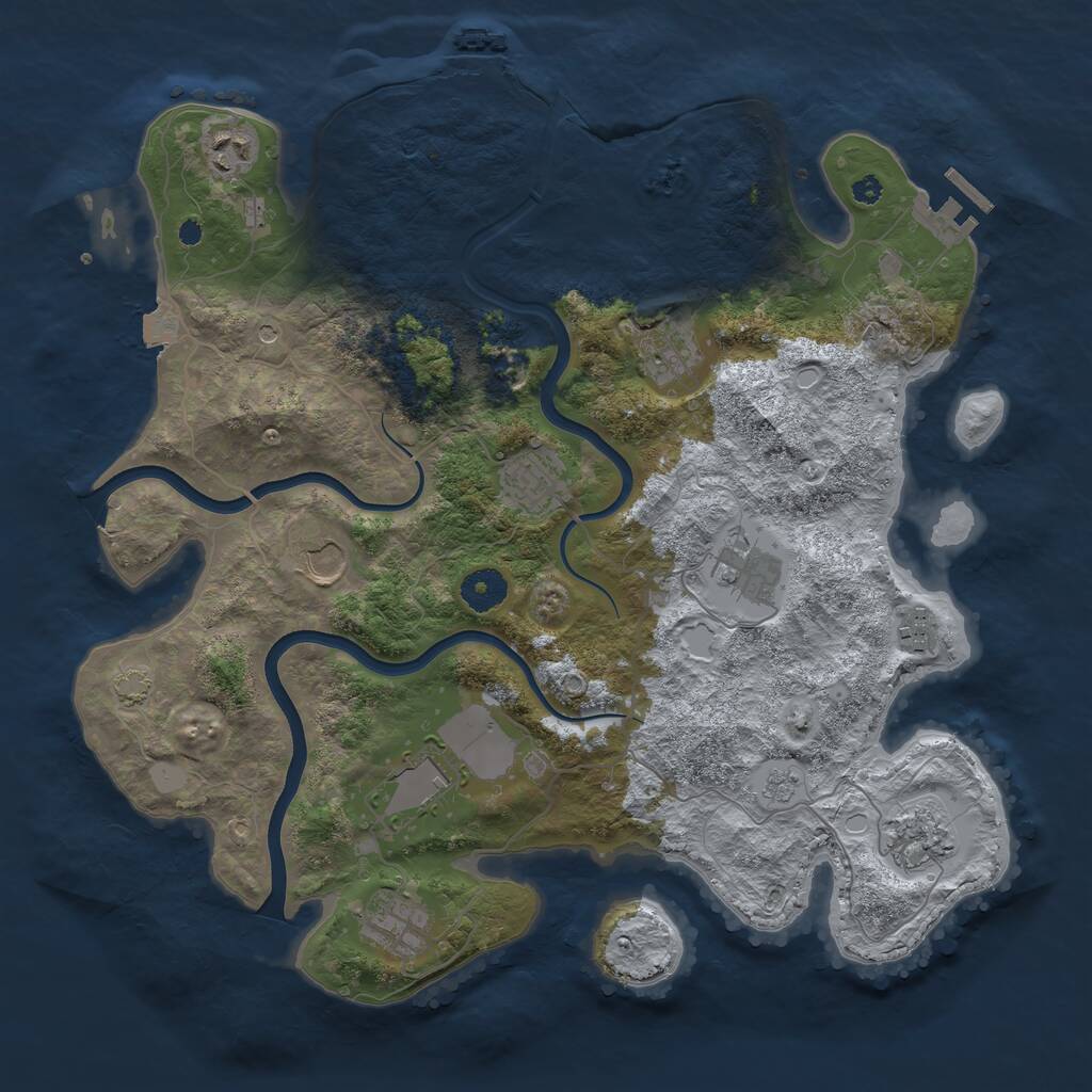 Rust Map: Procedural Map, Size: 3750, Seed: 210994281, 15 Monuments
