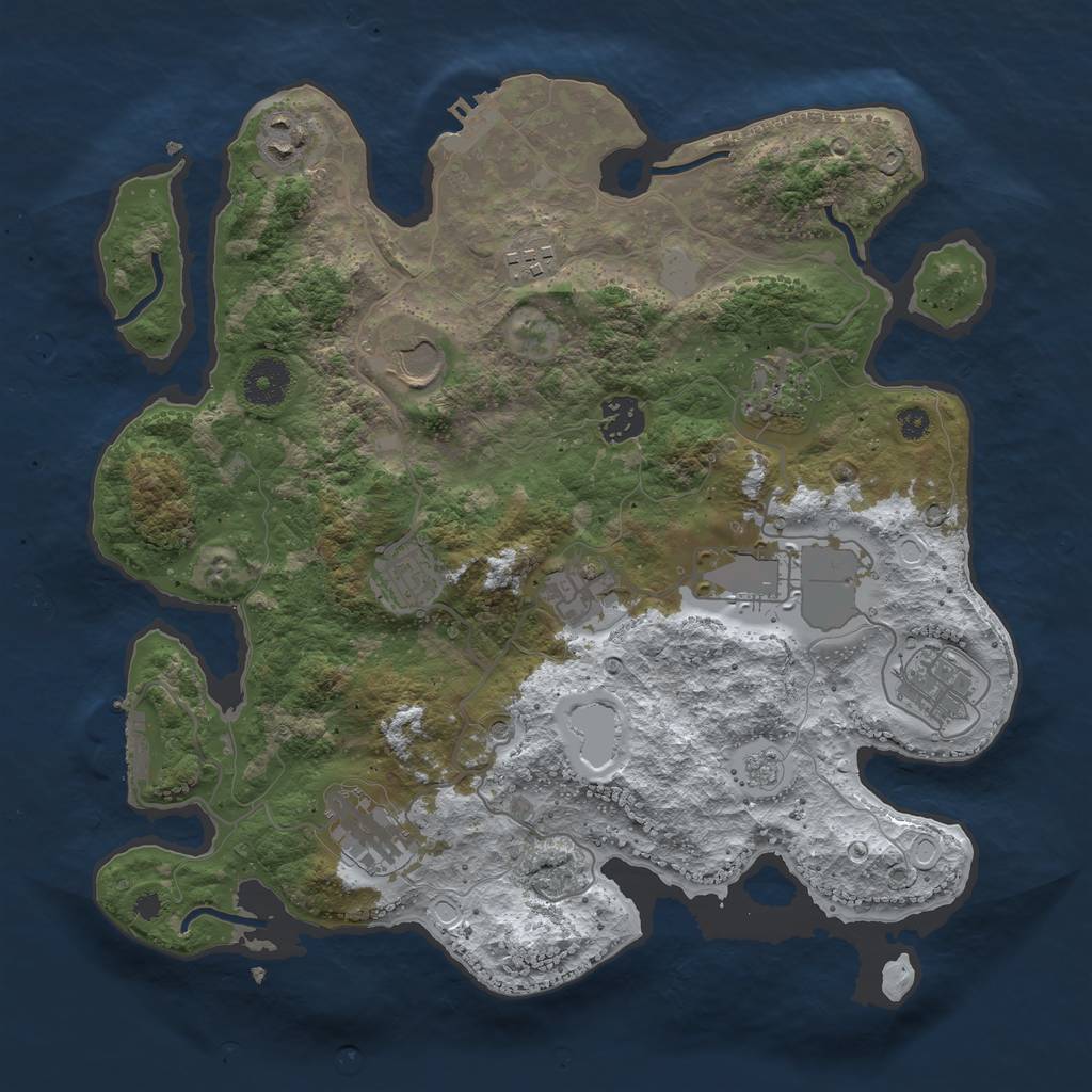 Rust Map: Procedural Map, Size: 3500, Seed: 1999162682, 19 Monuments
