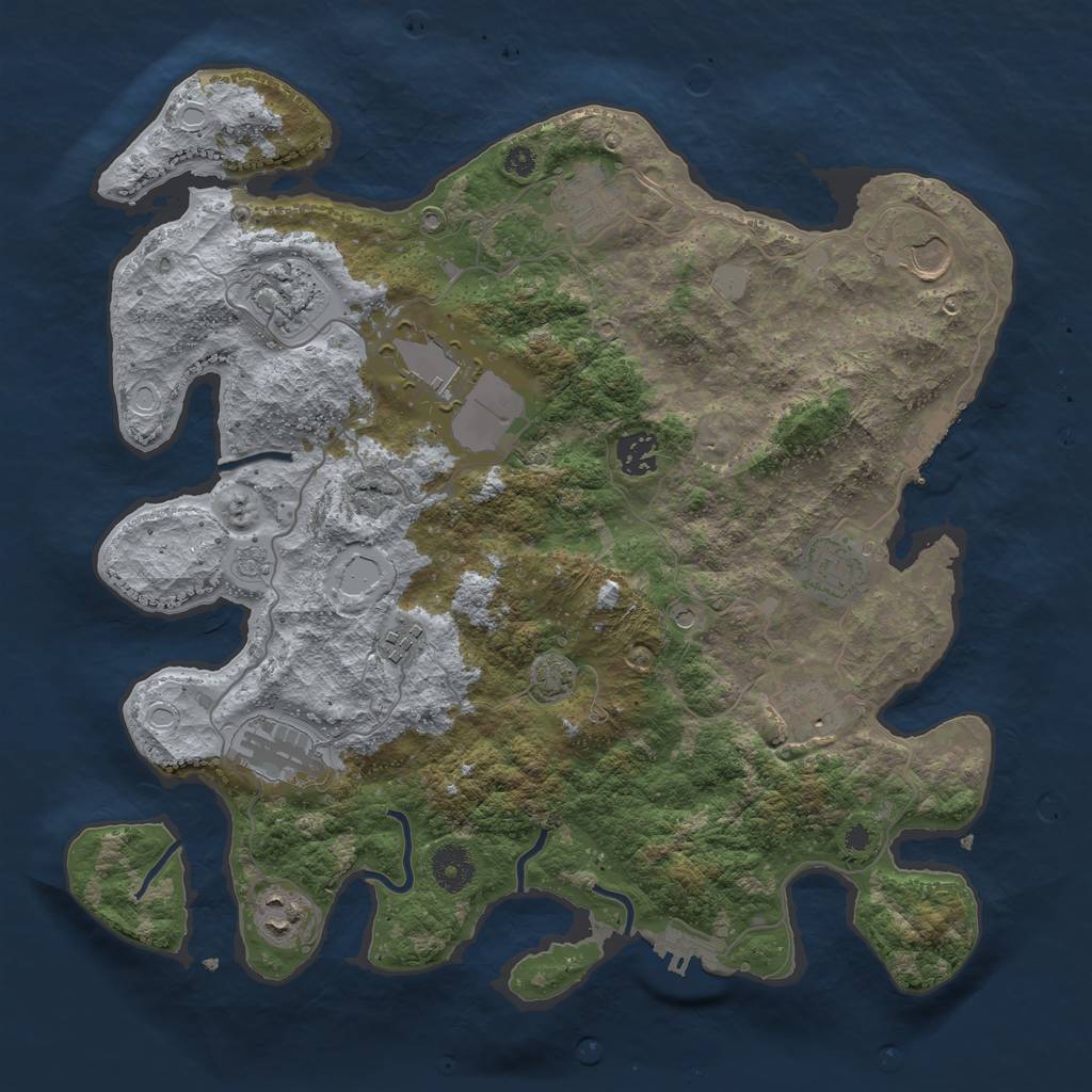 Rust Map: Procedural Map, Size: 3700, Seed: 412336231, 18 Monuments