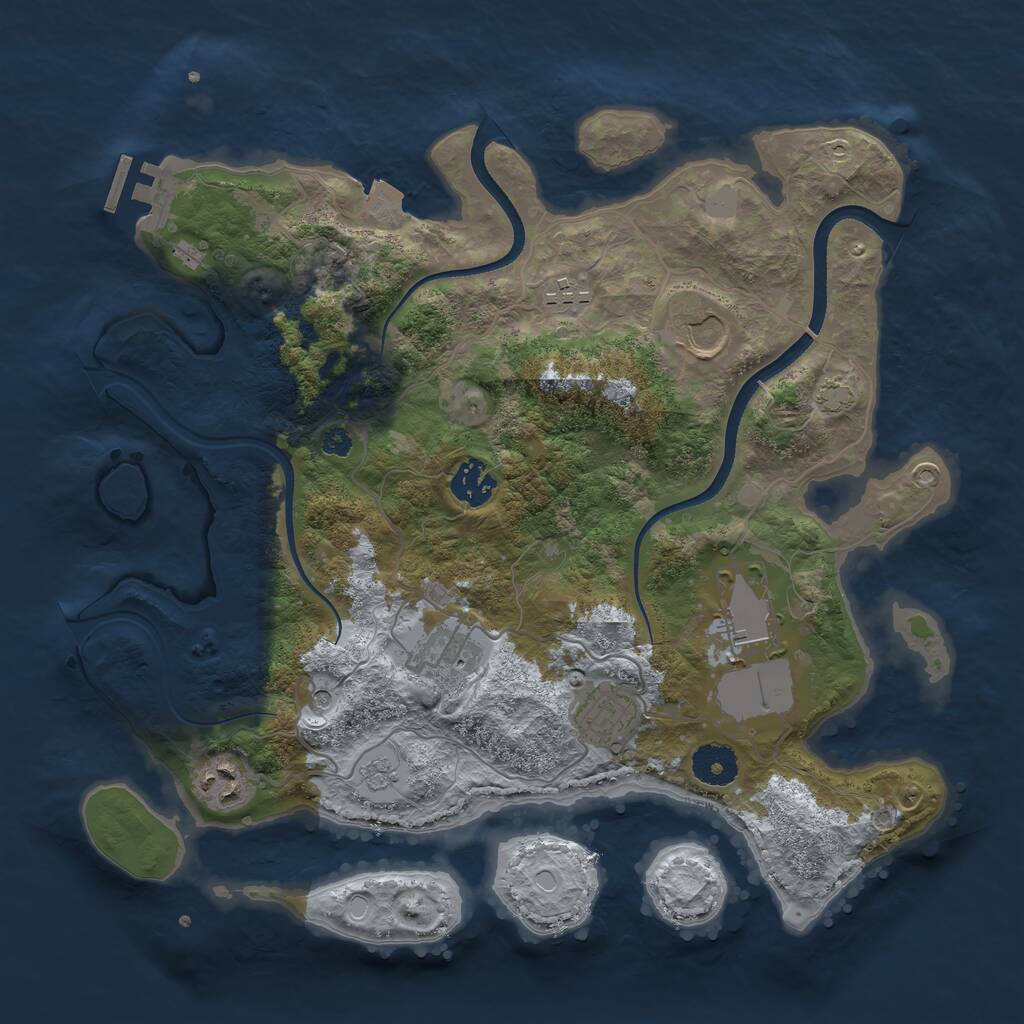 Rust Map: Procedural Map, Size: 3500, Seed: 4223113, 12 Monuments