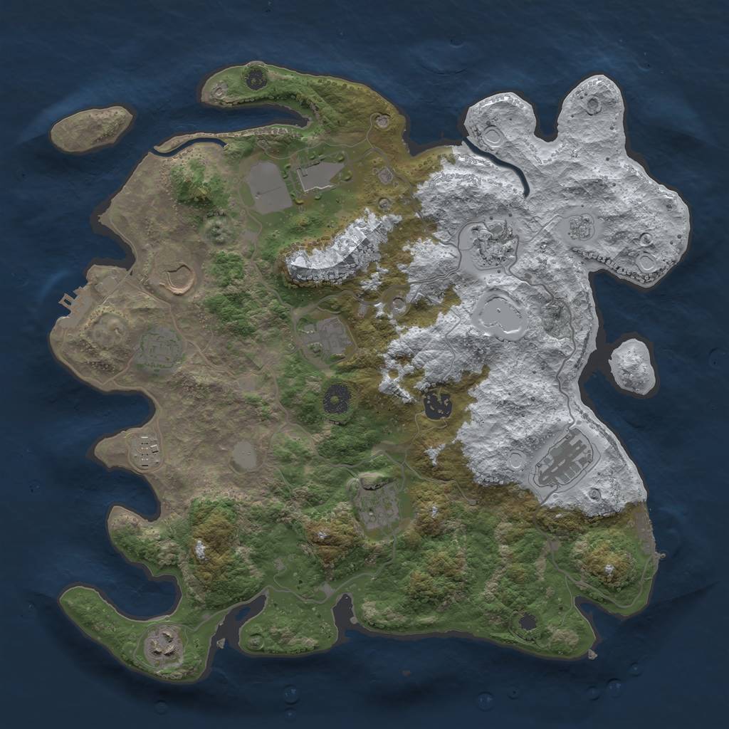 Rust Map: Procedural Map, Size: 3700, Seed: 1853463944, 19 Monuments