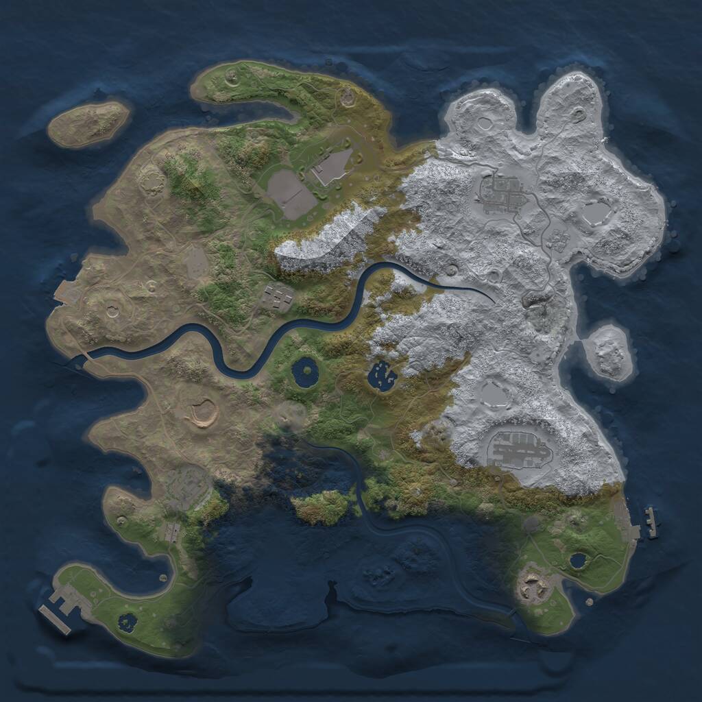 Rust Map: Procedural Map, Size: 3700, Seed: 1853463944, 14 Monuments