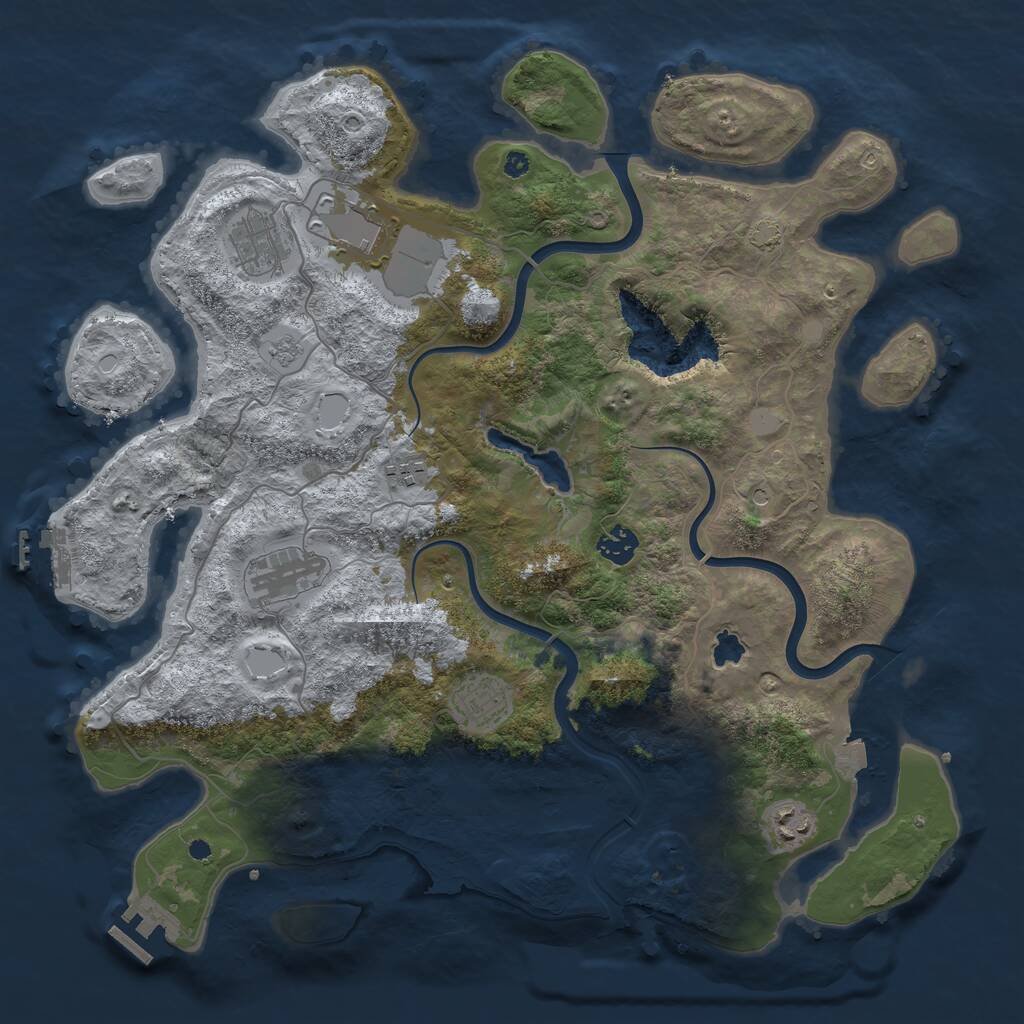 Rust Map: Procedural Map, Size: 4000, Seed: 496711, 13 Monuments