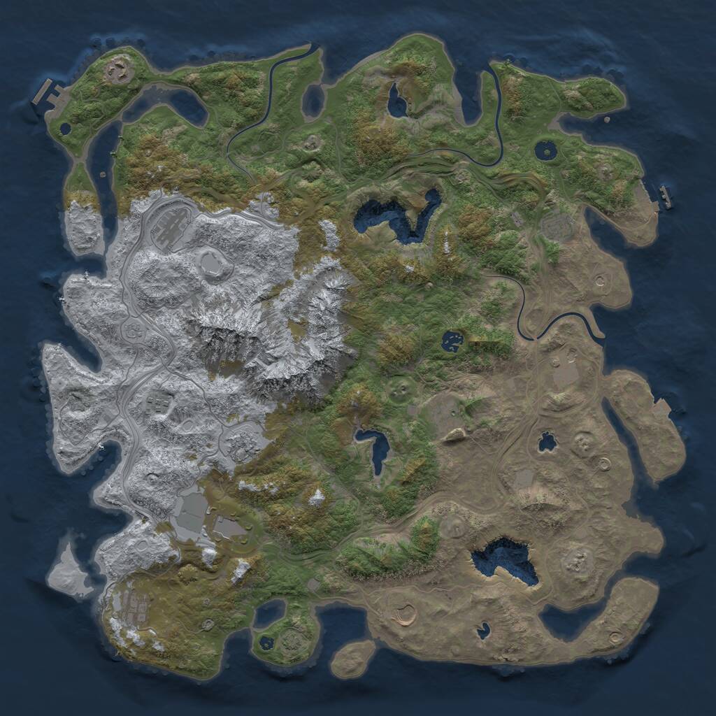 Rust Map: Procedural Map, Size: 5000, Seed: 1232594735, 17 Monuments