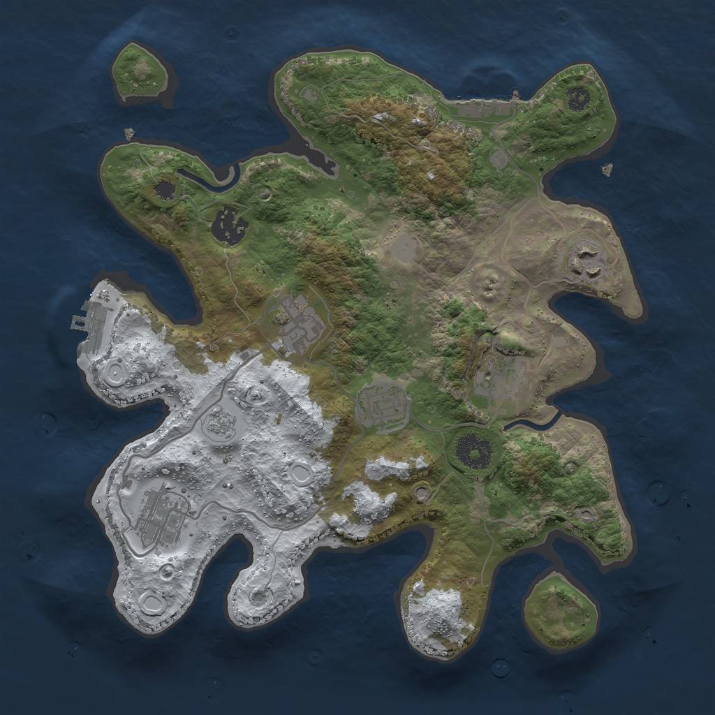 Rust Map: Procedural Map, Size: 3000, Seed: 27722, 14 Monuments