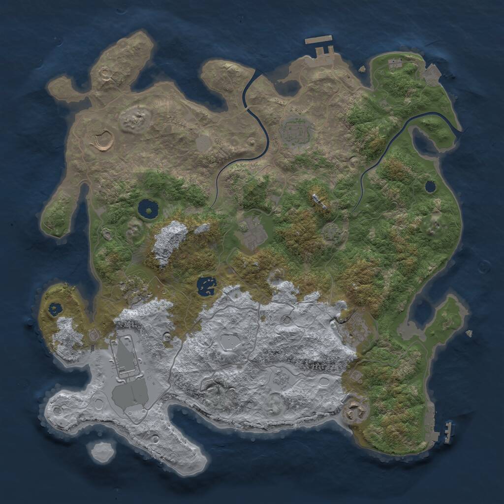 Rust Map: Procedural Map, Size: 3750, Seed: 25431561, 14 Monuments