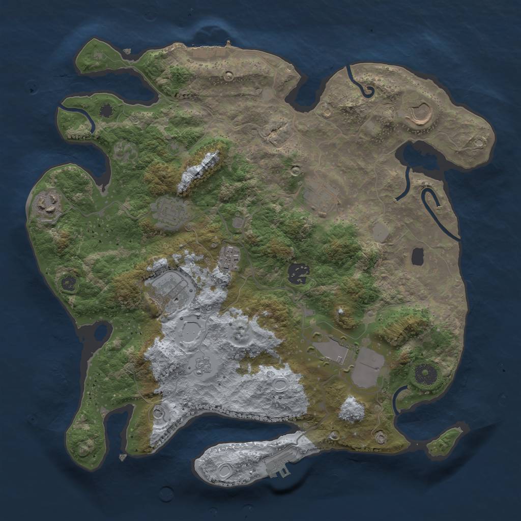 Rust Map: Procedural Map, Size: 3500, Seed: 853737826, 17 Monuments