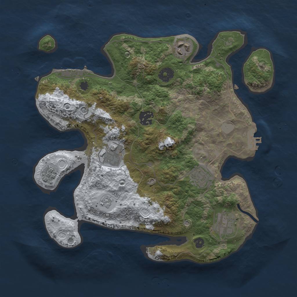 Rust Map: Procedural Map, Size: 3000, Seed: 64736, 15 Monuments